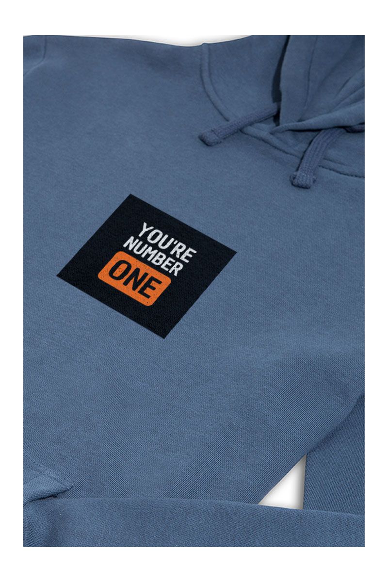 Navy Premium Cotton You are Number One Design Pullover Hoodie