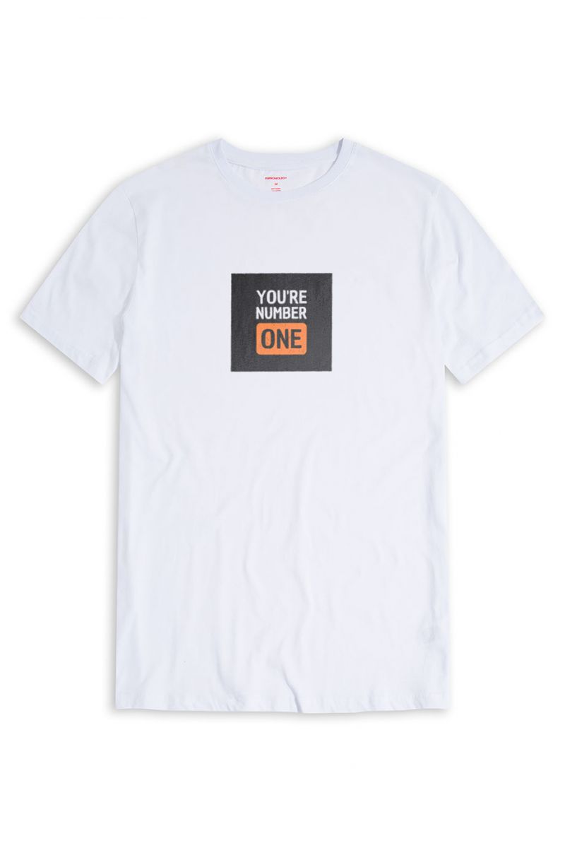 White Soft Fabric You are Number One Design Short Sleeve Tee