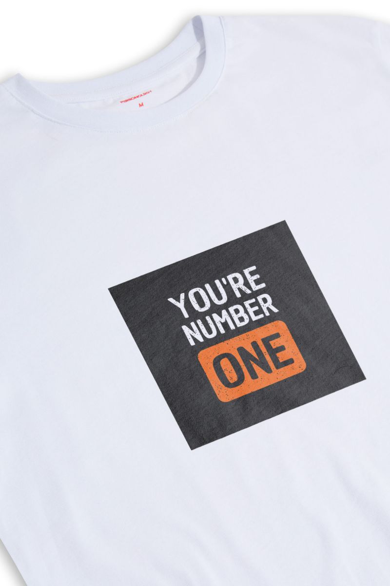 White Soft Fabric You are Number One Design Short Sleeve Tee