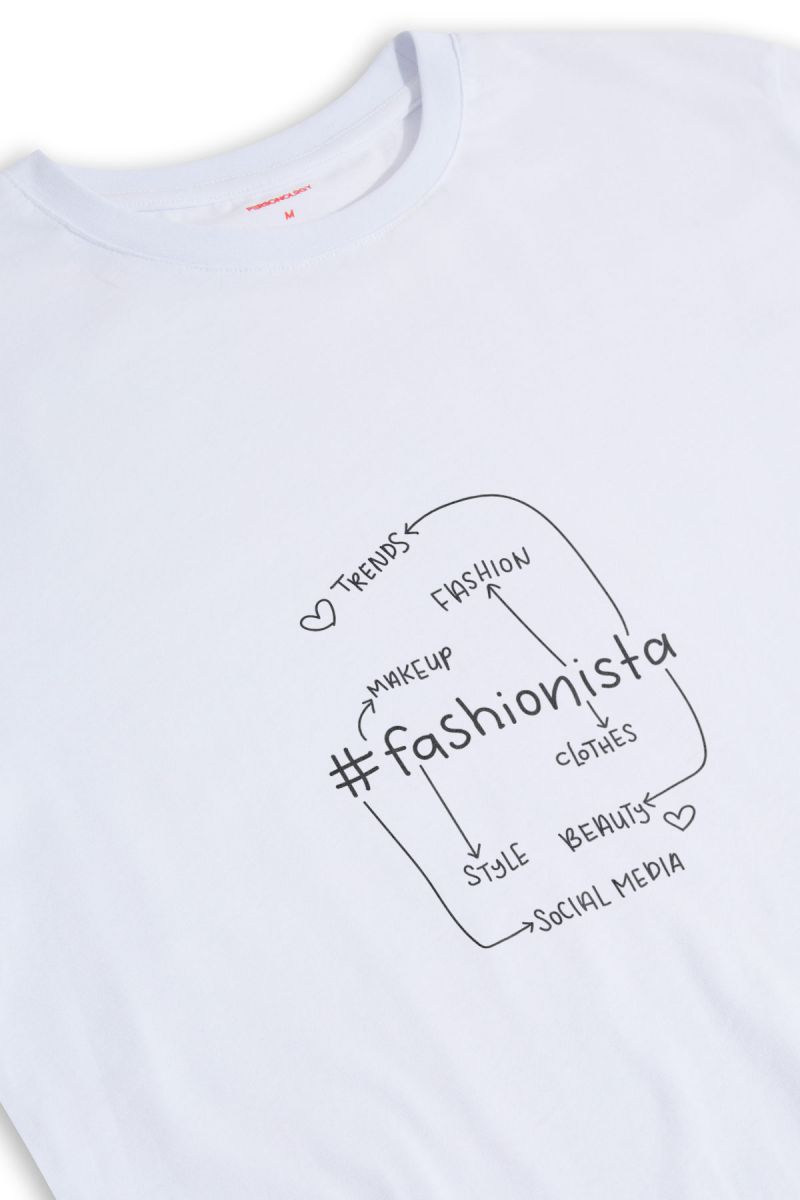 White Soft Fabric Fashionista Design Short Sleeve Tee