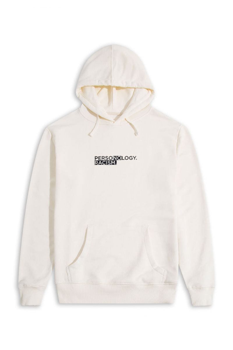 Ecru Premium Cotton No Racism Design Pullover Hoodie