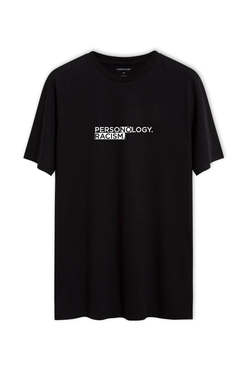 Black Soft Fabric No Racism Design Short Sleeve Tee