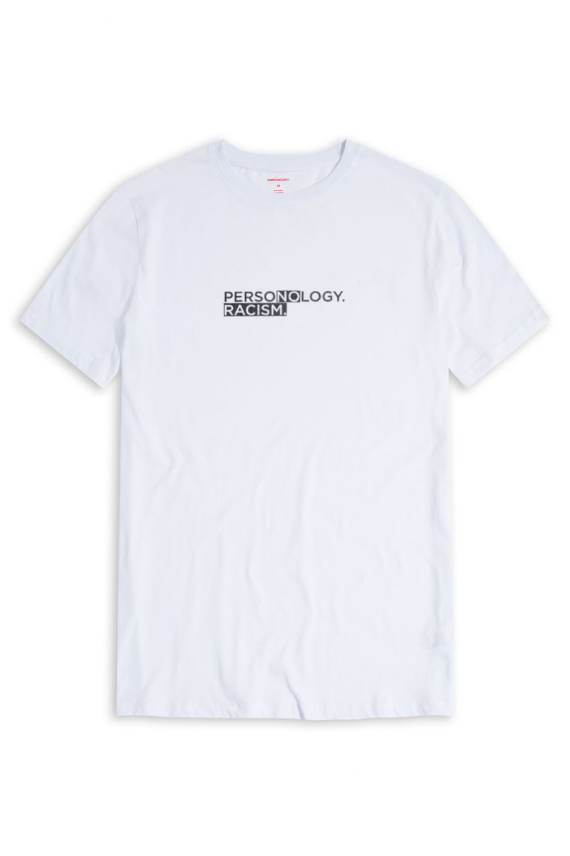 White Soft Fabric No Racism Design Short Sleeve Tee