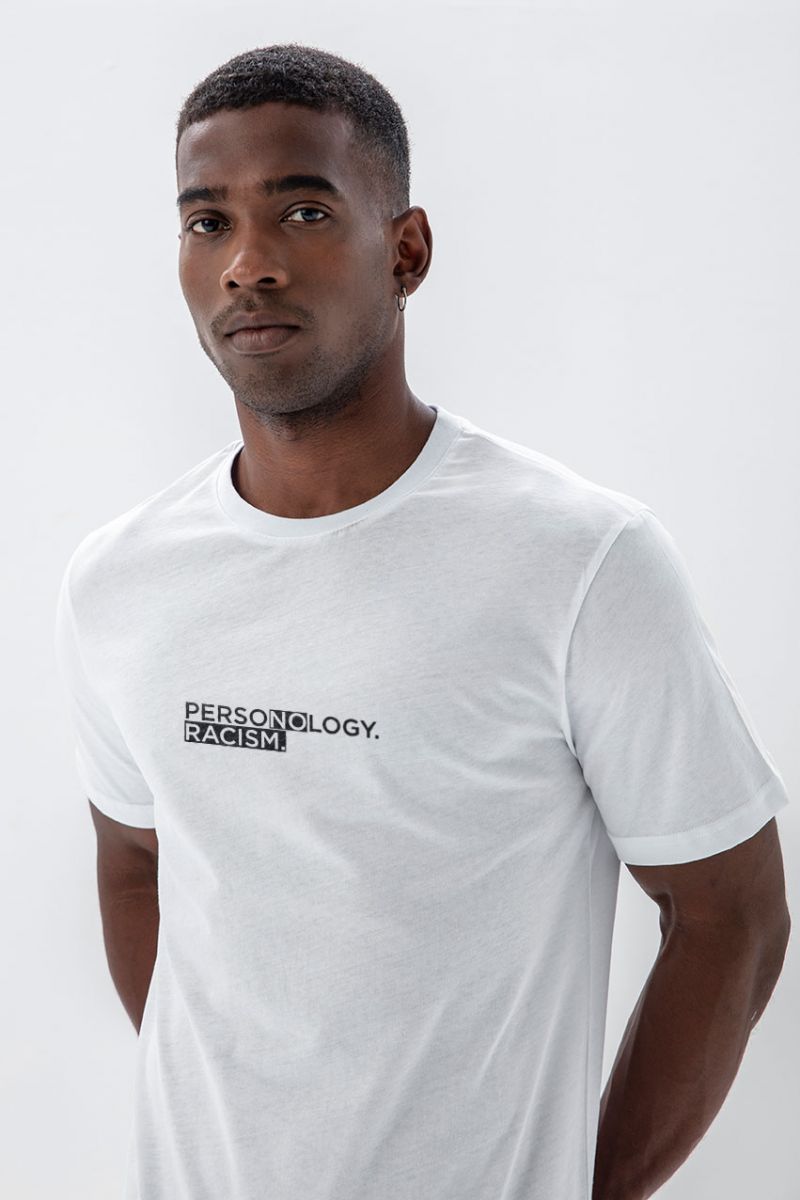 White Soft Fabric No Racism Design Short Sleeve Tee