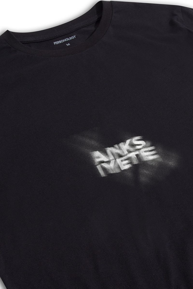 Black Soft Fabric Anksiyete Design Short Sleeve Tee