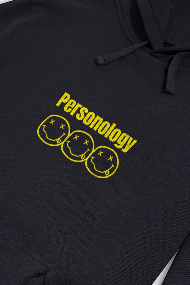 Black Premium Cotton Personology Design Pullover Hoodie