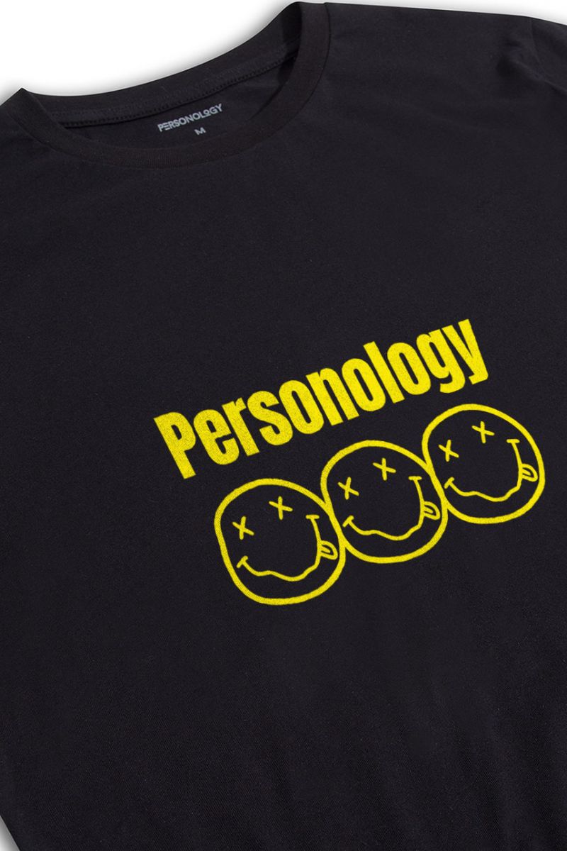 Black Soft Fabric Personology Design Short Sleeve Tee