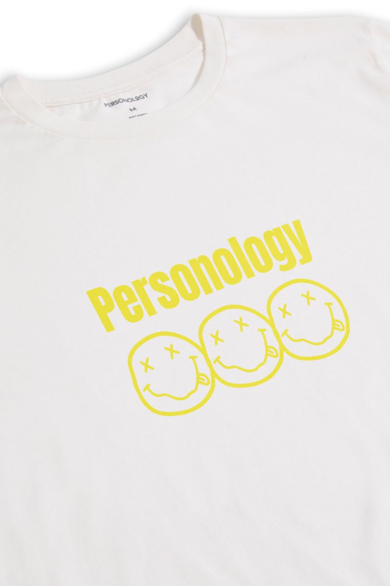 Off White Soft Fabric Personology Design Short Sleeve Tee