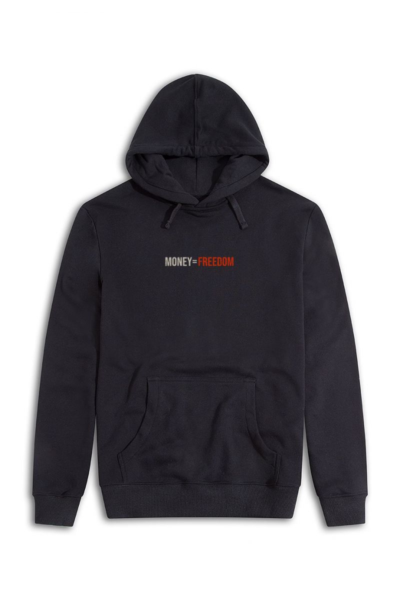 Black Premium Cotton Money = Freedom Design Pullover Hoodie
