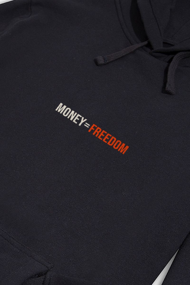 Black Premium Cotton Money = Freedom Design Pullover Hoodie