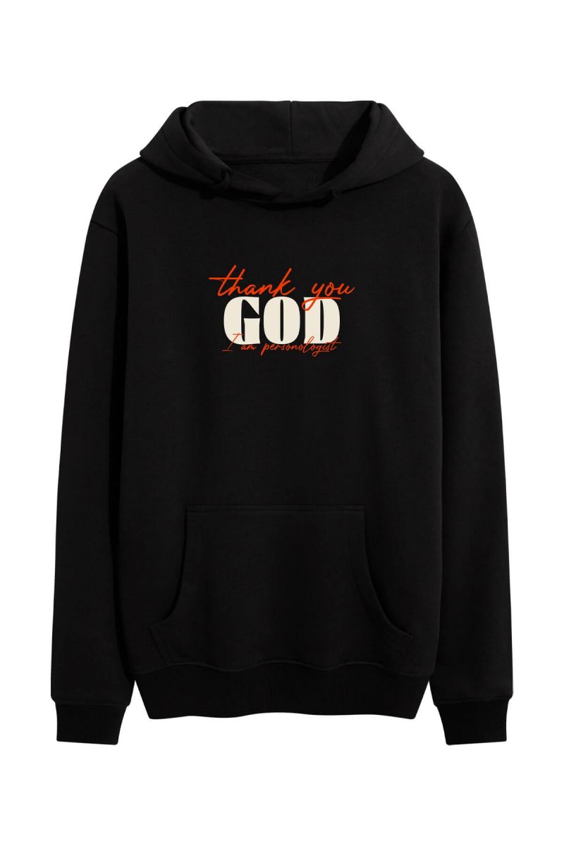 Black Premium Cotton Personologist Design Pullover Hoodie