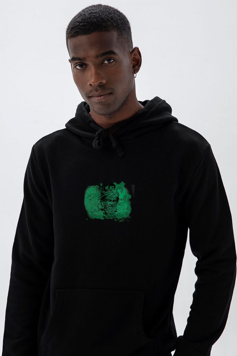 Black Premium Cotton Anu Sky Father Design Pullover Hoodie