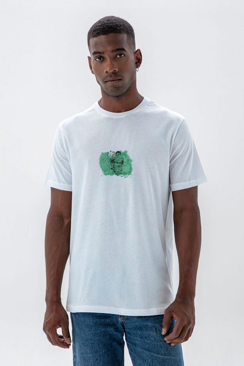 White Soft Fabric Anu Sky Father Design Short Sleeve Tee