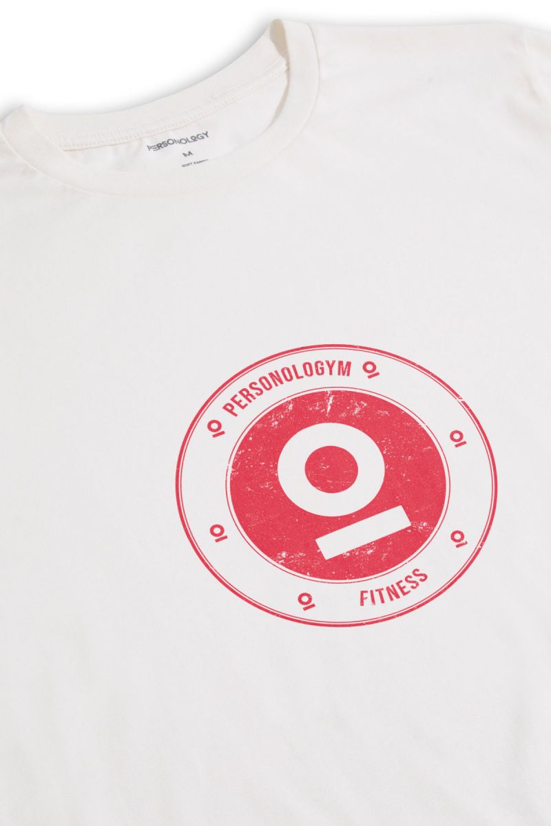 Off White Soft Fabric Personologym Design Short Sleeve Tee