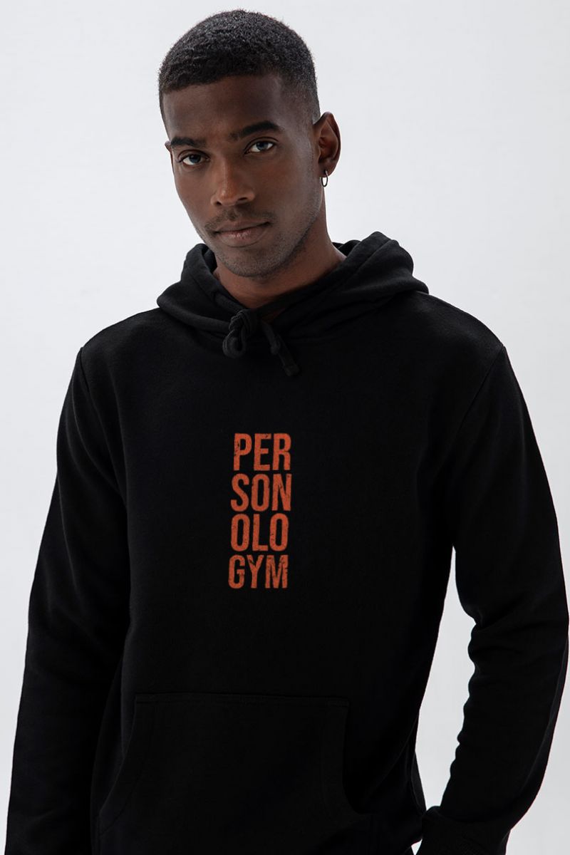 Black Premium Cotton Personologym Design Pullover Hoodie