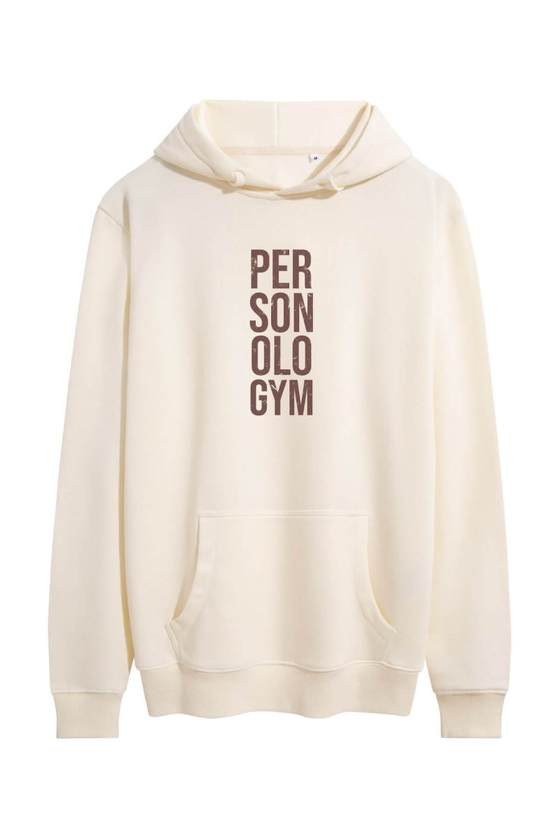 White Premium Cotton Personologym Design Pullover Hoodie