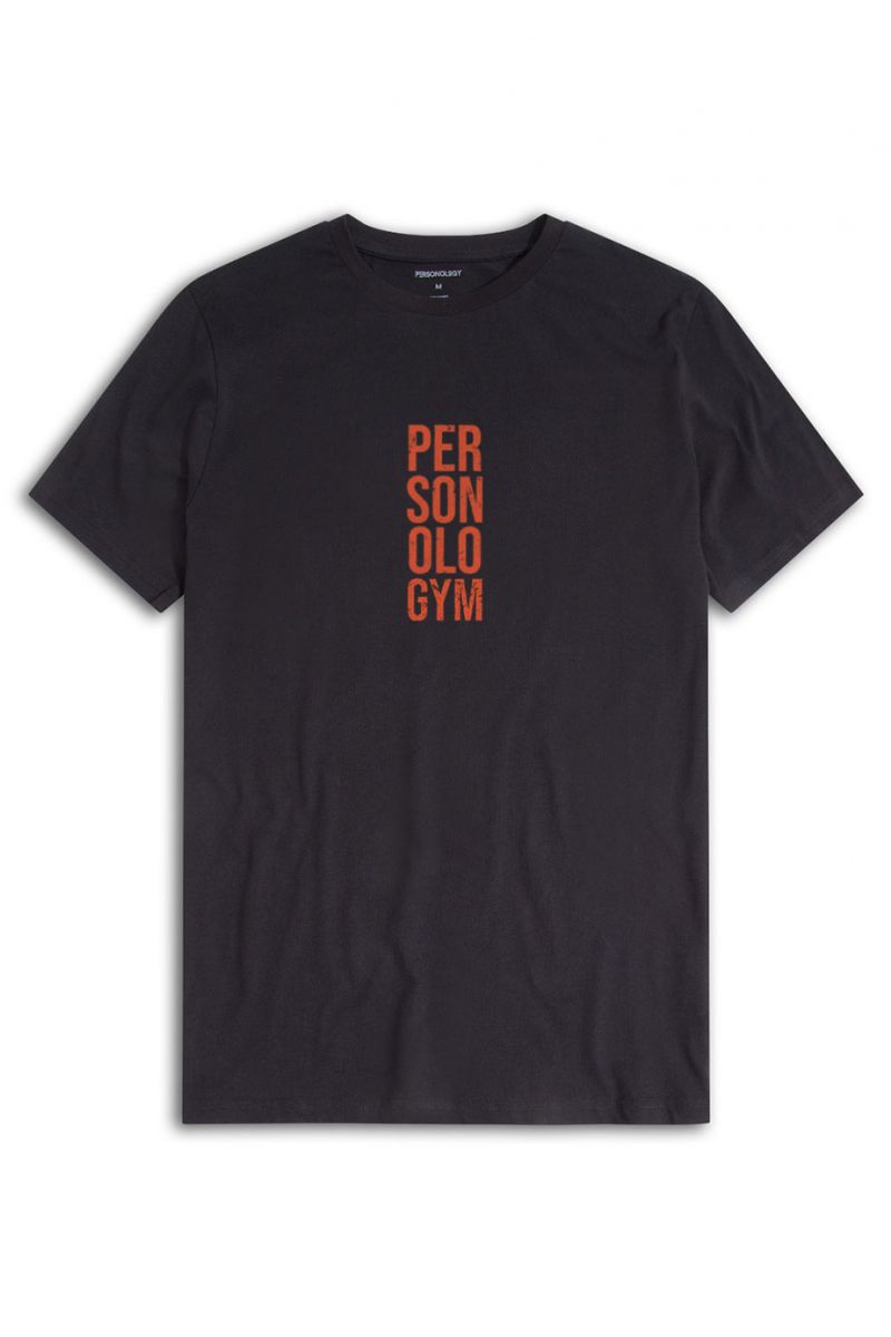 Black Soft Fabric Personologym Design Short Sleeve Tee