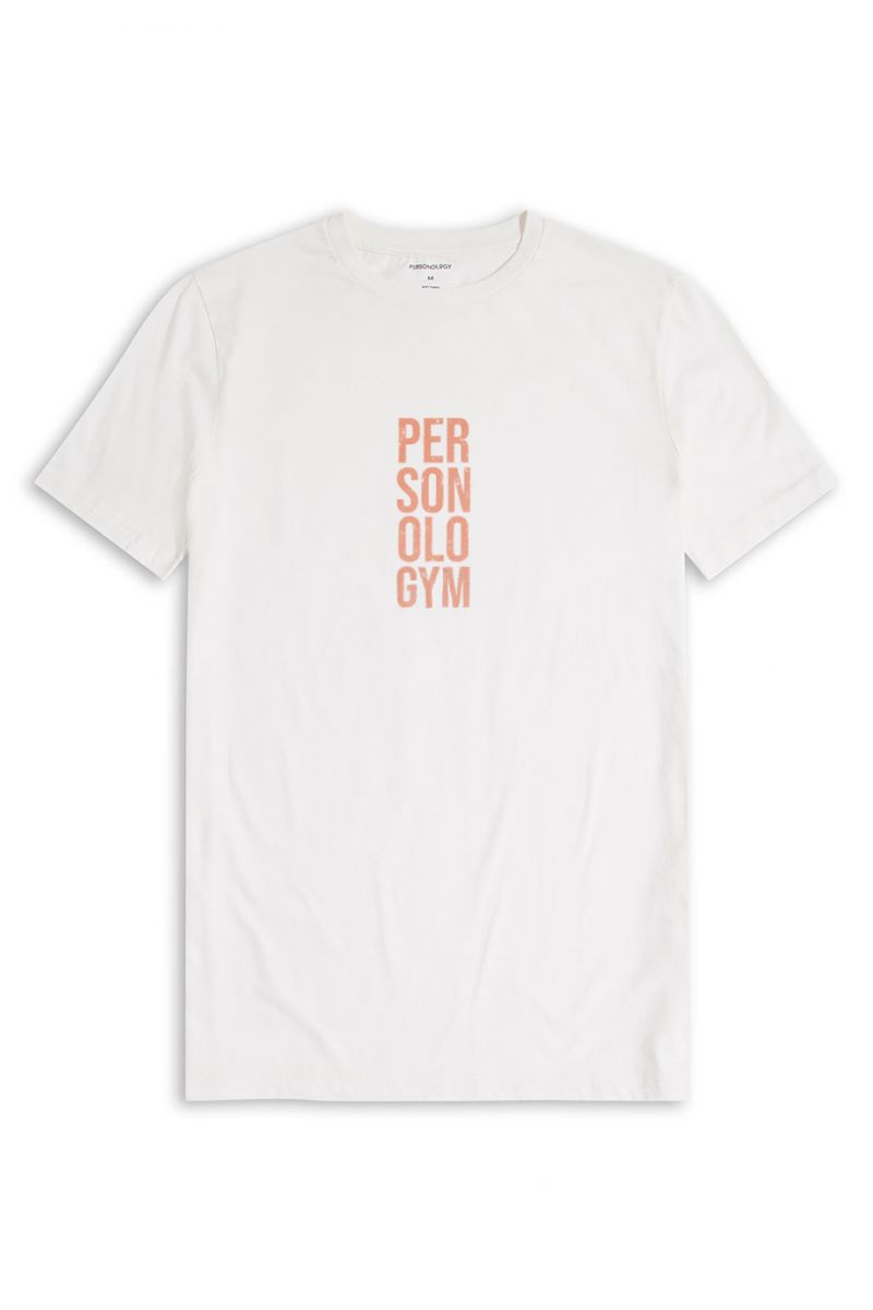 Off White Soft Fabric Personologym Design Short Sleeve Tee