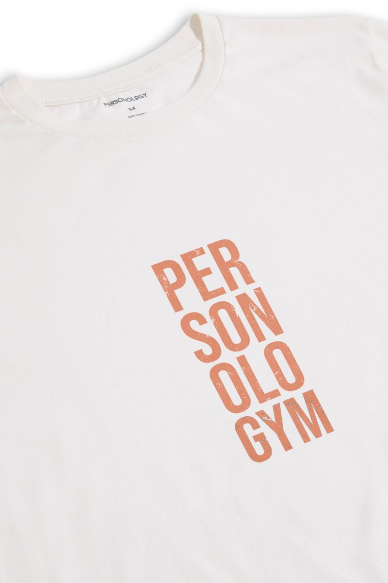 Off White Soft Fabric Personologym Design Short Sleeve Tee