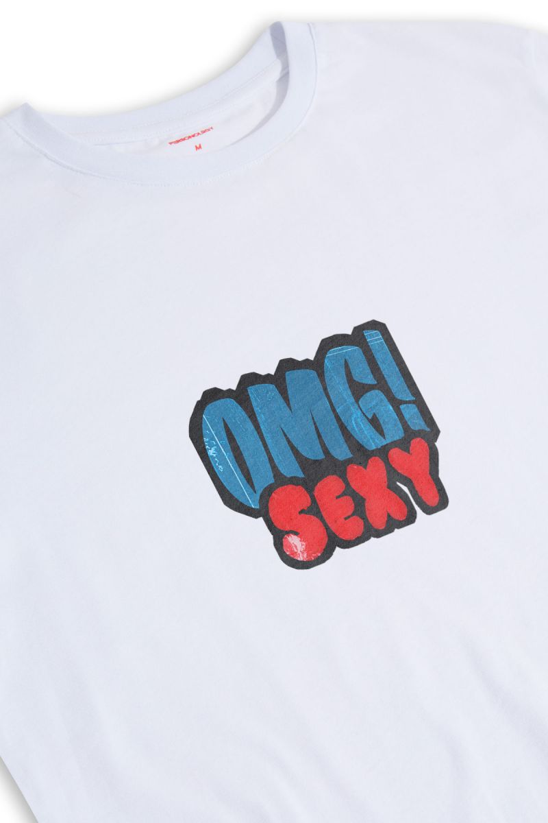 White Soft Fabric OMG Sexy Design Short Sleeve Tee