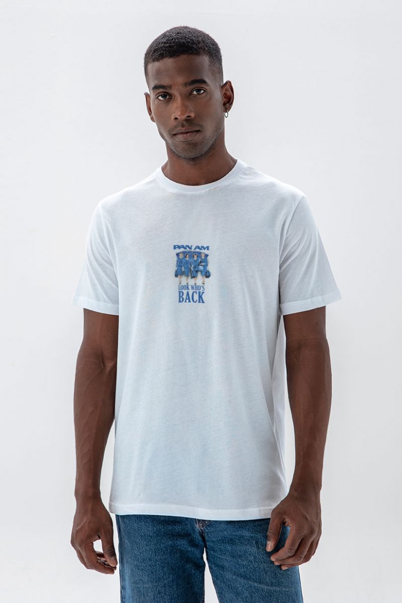 White Soft Fabric Catch me if you can Design Short Sleeve Tee
