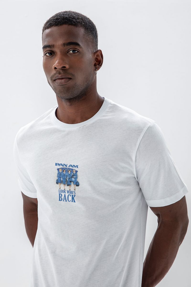 White Soft Fabric Catch me if you can Design Short Sleeve Tee