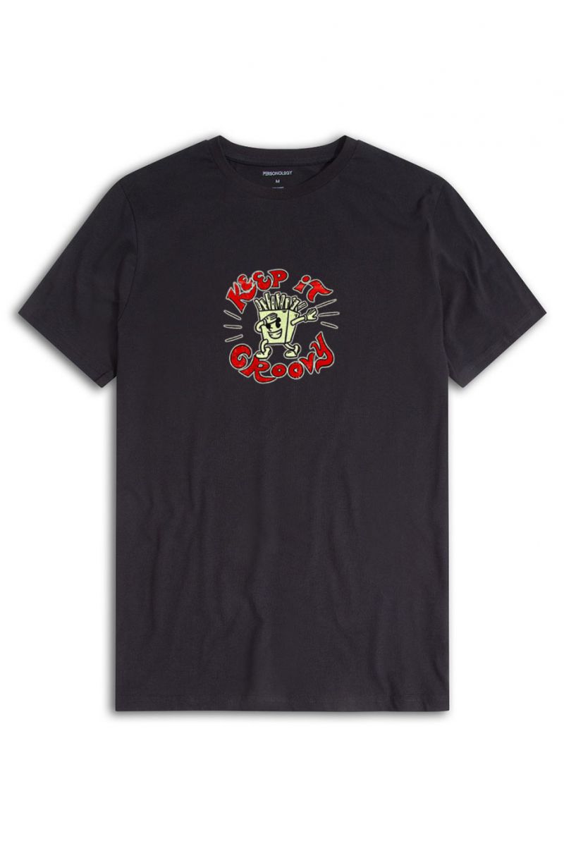 Black Soft Fabric Keep it Groovy Design Short Sleeve Tee