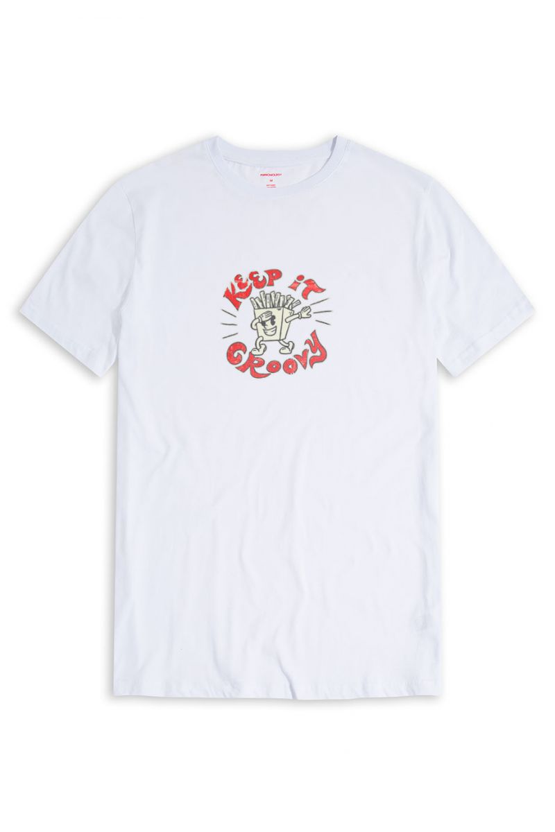 White Soft Fabric Keep it Groovy Design Short Sleeve Tee
