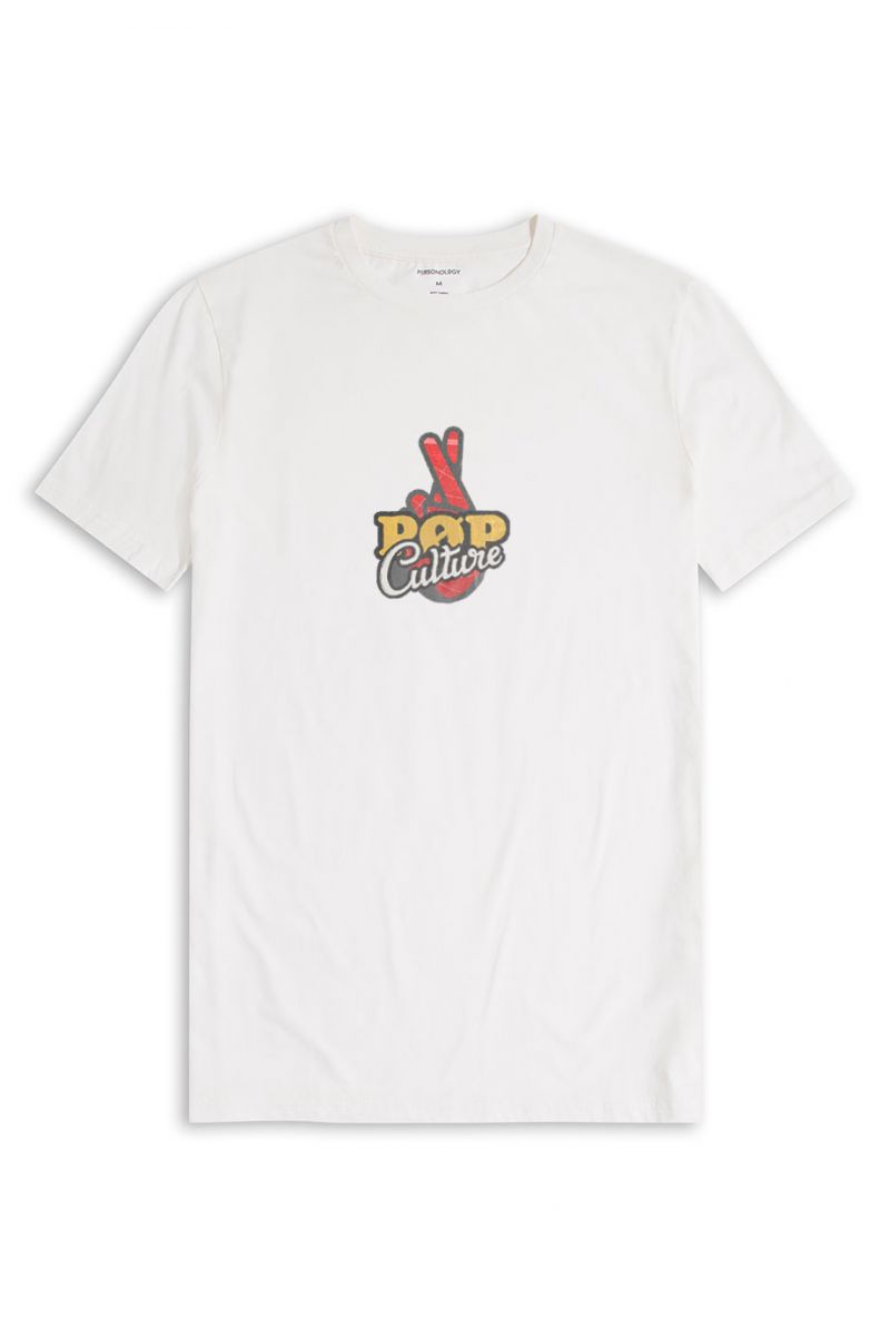 Off White Soft Fabric Pop Culture Design Short Sleeve Tee