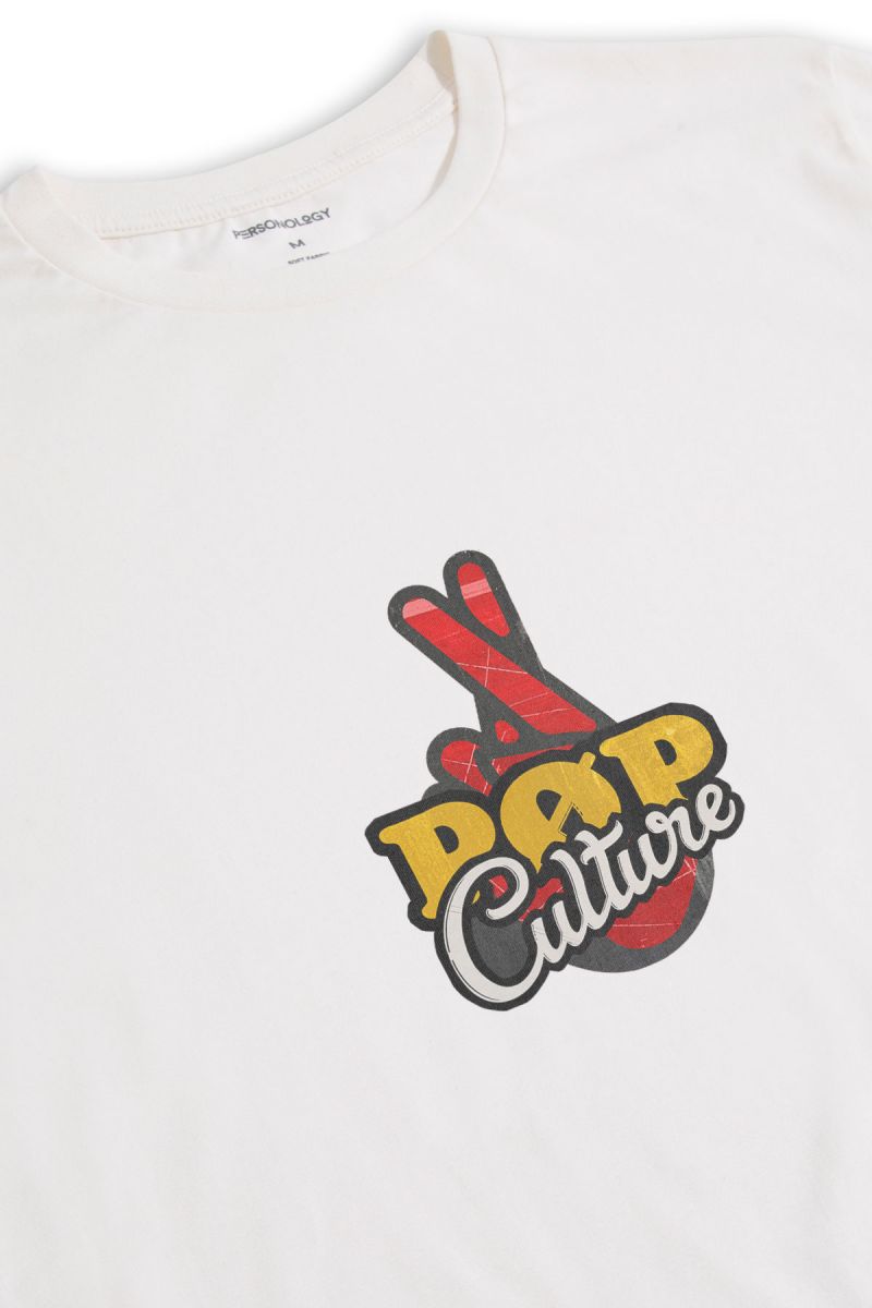 Off White Soft Fabric Pop Culture Design Short Sleeve Tee
