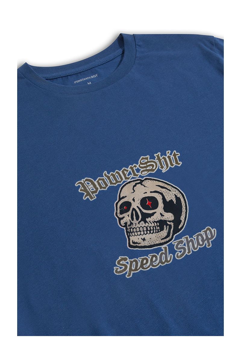 Navy Soft Fabric Skull Design Short Sleeve Tee