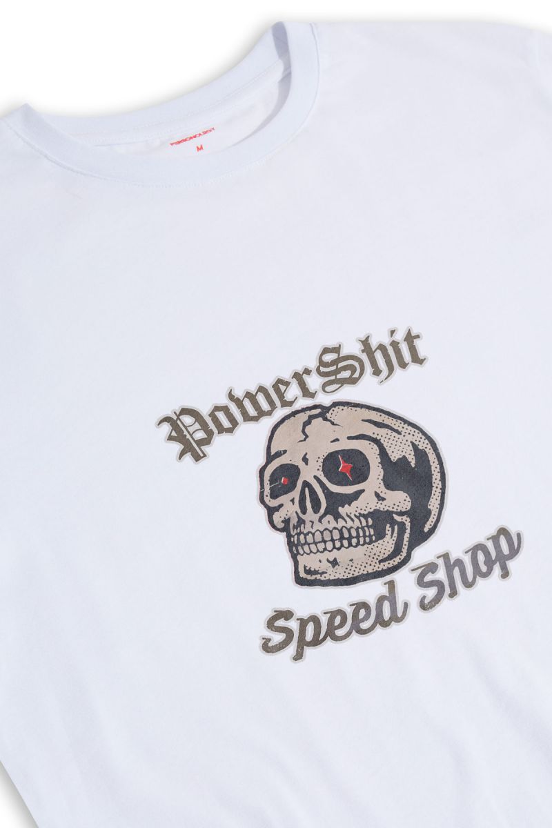 White Soft Fabric Skull Design Short Sleeve Tee