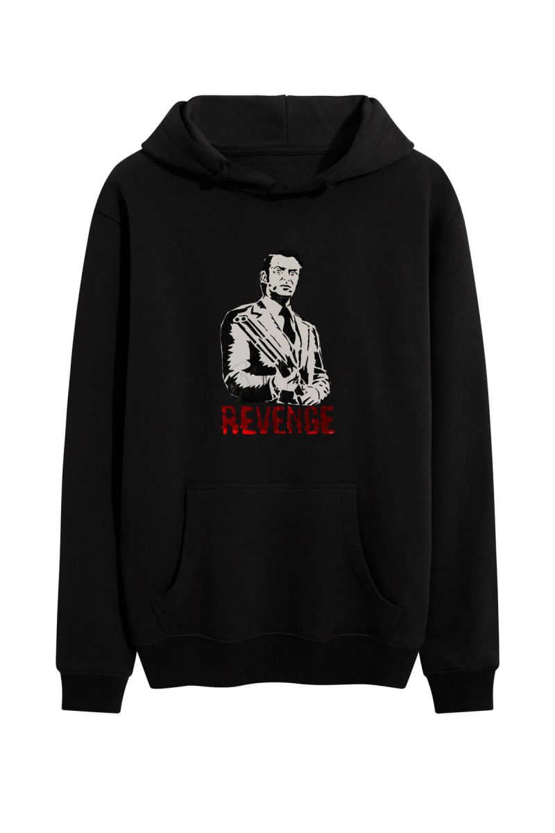 Black Premium Cotton Revenge Design Pullover Hoodie