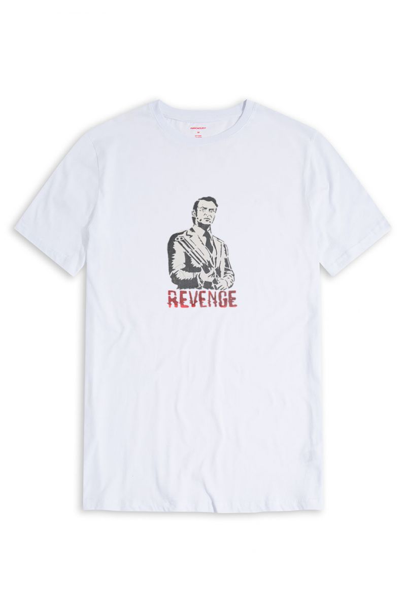 White Soft Fabric Revenge Design Short Sleeve Tee