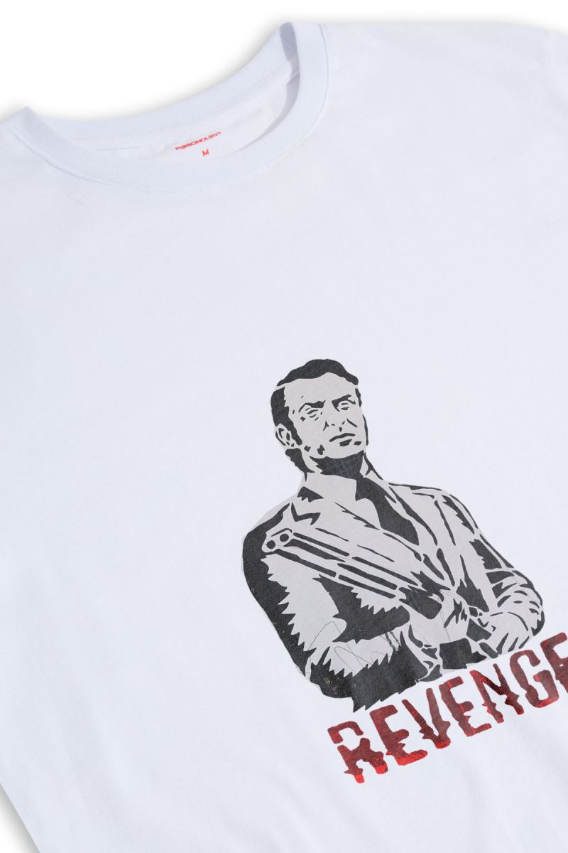 White Soft Fabric Revenge Design Short Sleeve Tee