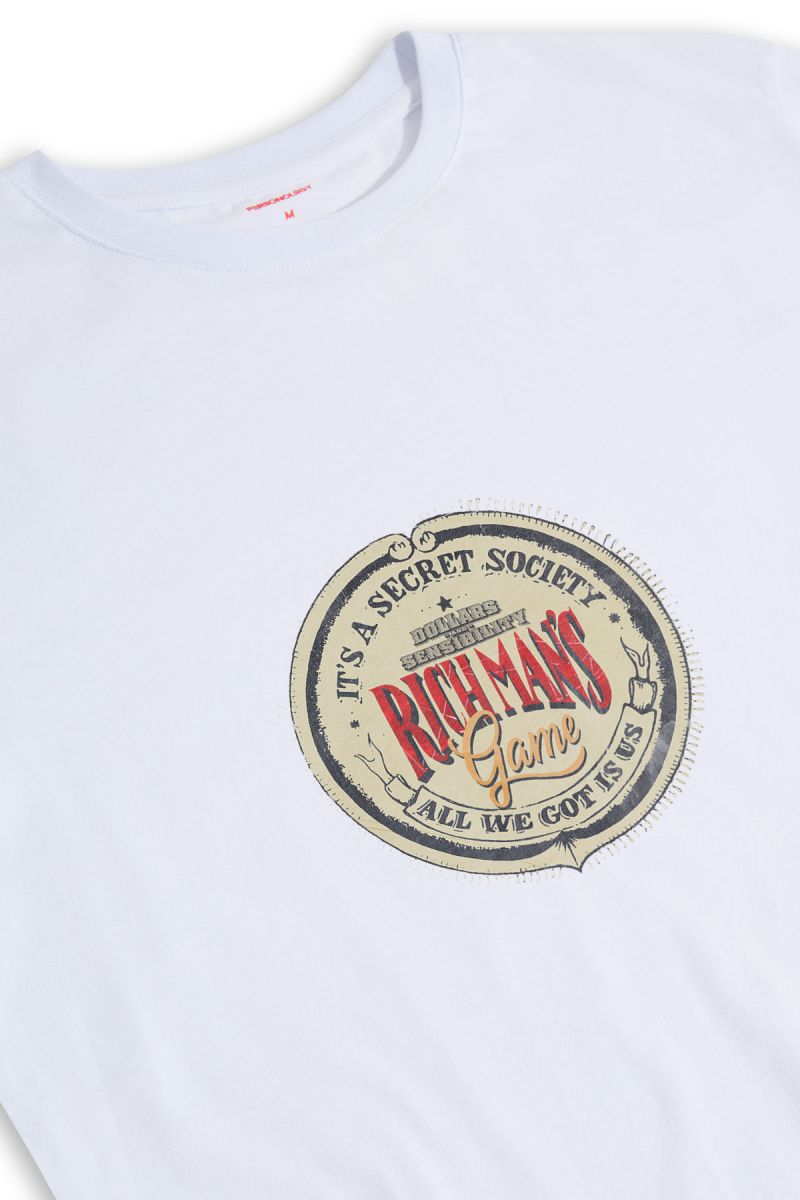 White Soft Fabric Rich Man's Design Short Sleeve Tee