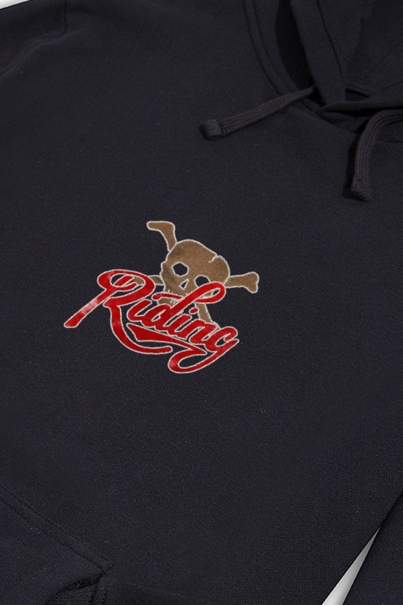 Black Premium Cotton Riding Design Pullover Hoodie