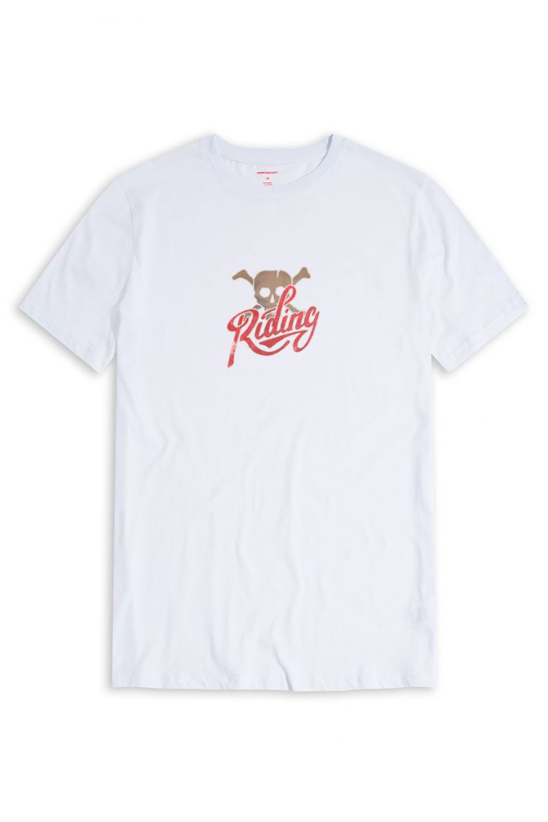 White Soft Fabric Riding Design Short Sleeve Tee