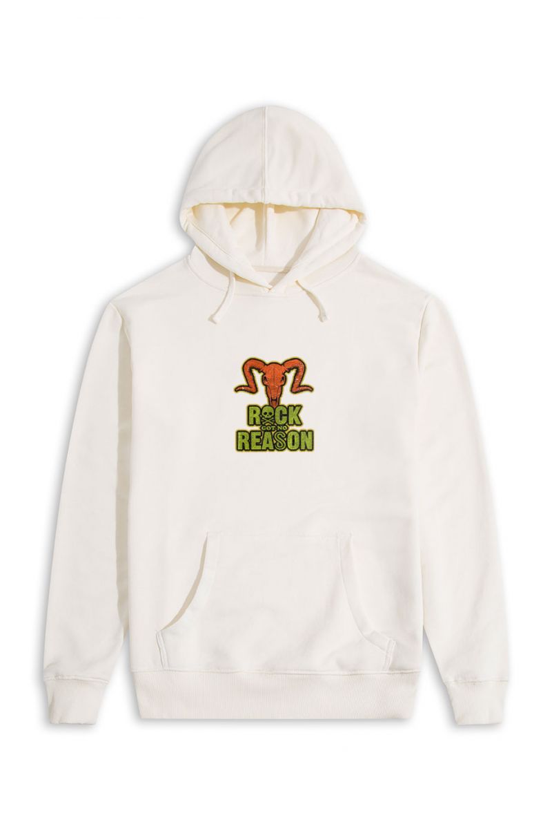 Ecru Premium Cotton Rock Got No Reason Design Pullover Hoodie