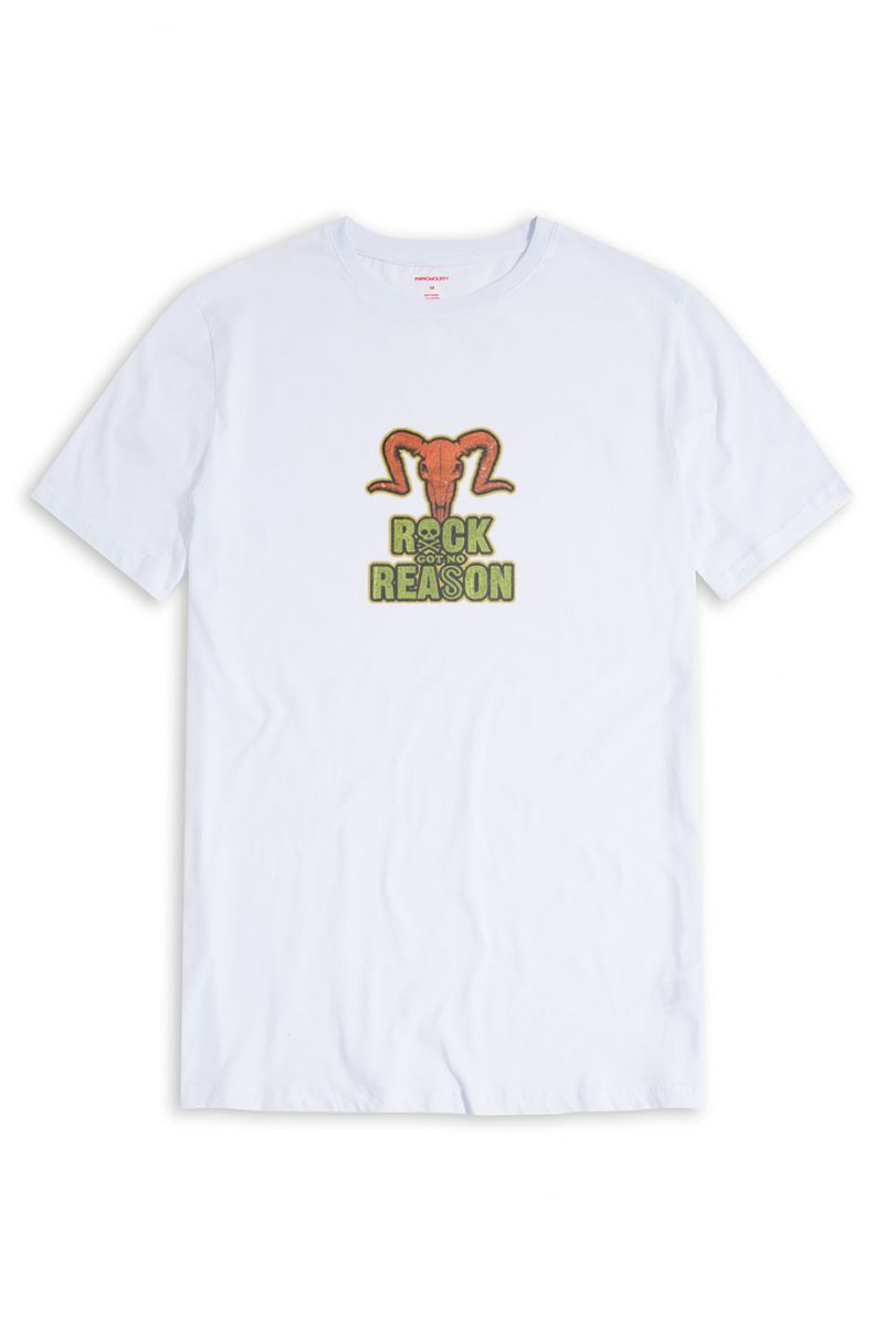 White Soft Fabric Rock Got No Reason Design Short Sleeve Tee