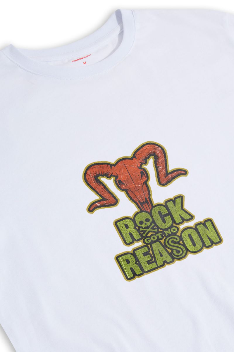 White Soft Fabric Rock Got No Reason Design Short Sleeve Tee