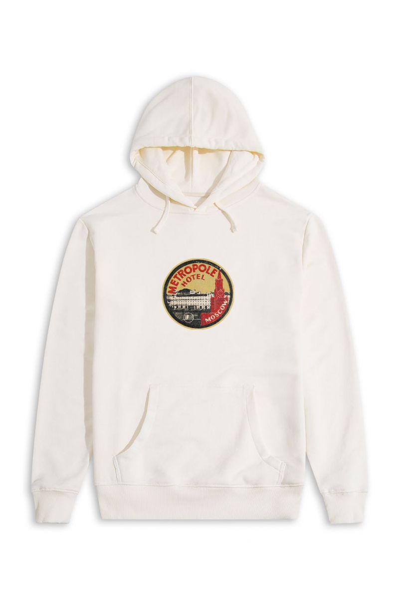 Ecru Premium Cotton Metropole Hotel Design Pullover Hoodie