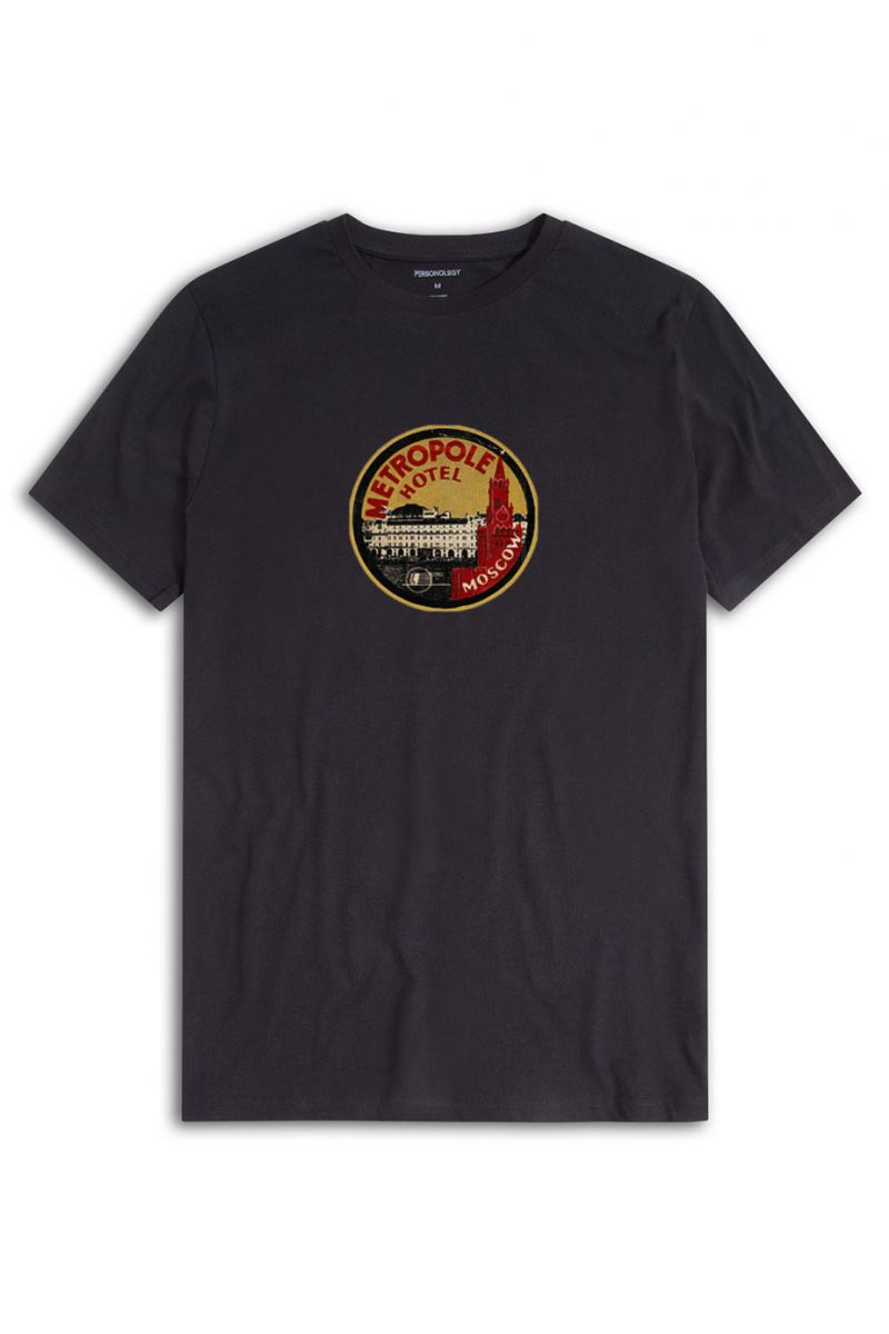 Black Soft Fabric Metropole Hotel Design Short Sleeve Tee