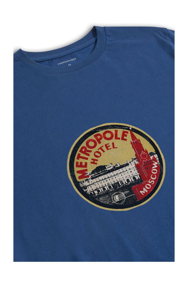 Navy Soft Fabric Metropole Hotel Design Short Sleeve Tee