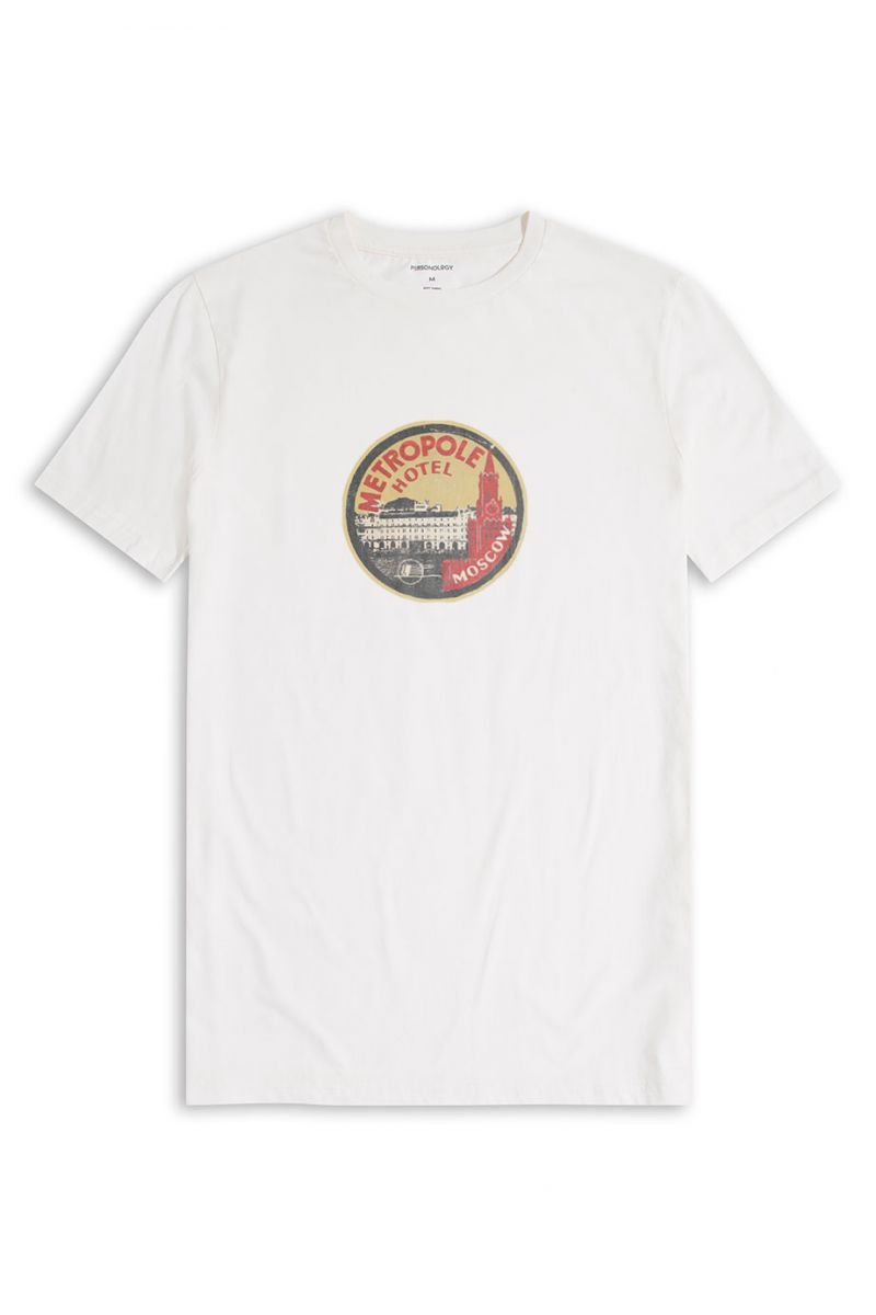 Off White Soft Fabric Metropole Hotel Design Short Sleeve Tee