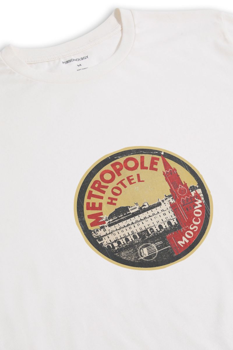 Off White Soft Fabric Metropole Hotel Design Short Sleeve Tee