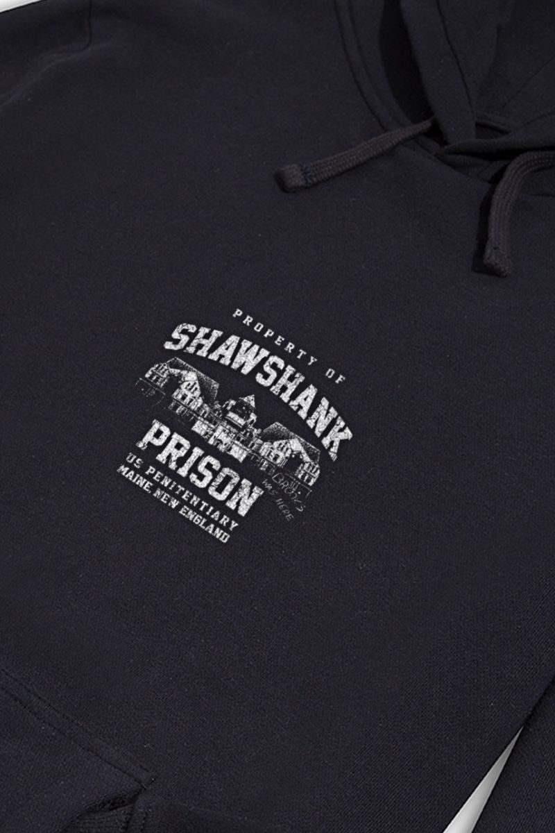 Black Premium Cotton Shawshank Design Pullover Hoodie