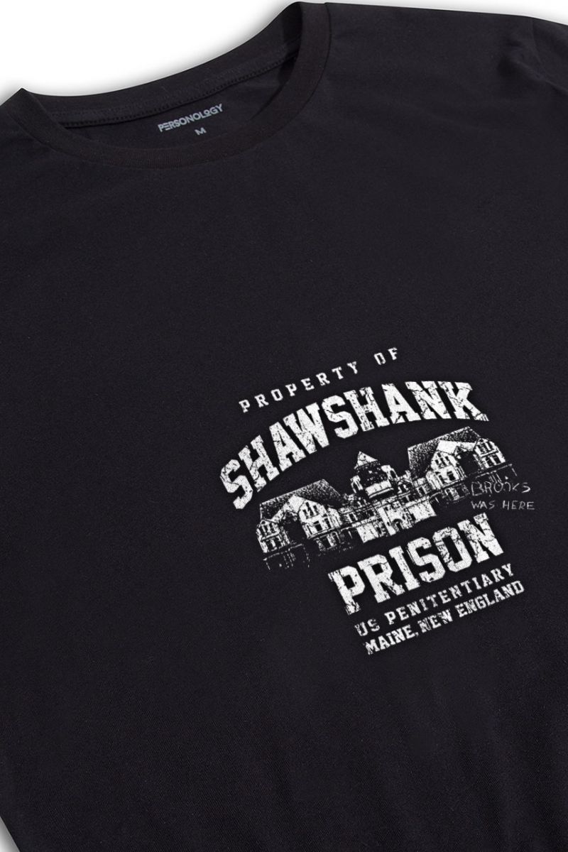 Black Soft Fabric Shawshank Design Short Sleeve Tee