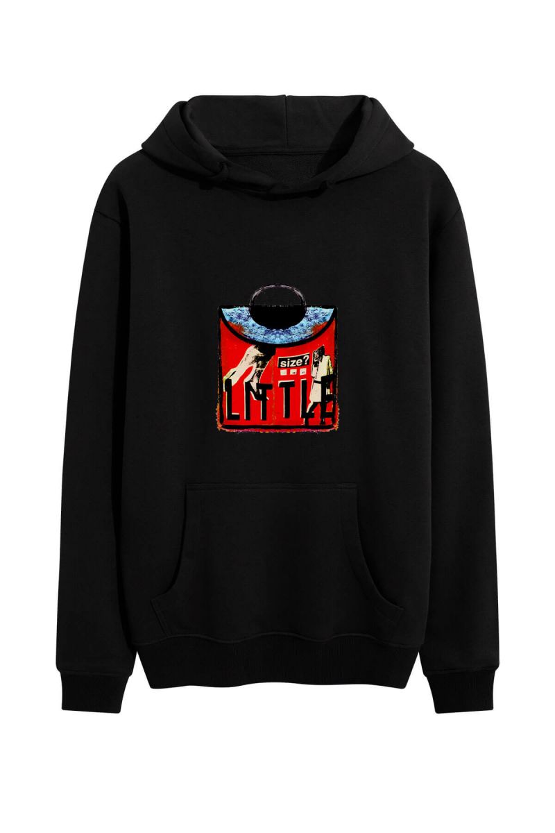 Black Premium Cotton Little Design Pullover Hoodie