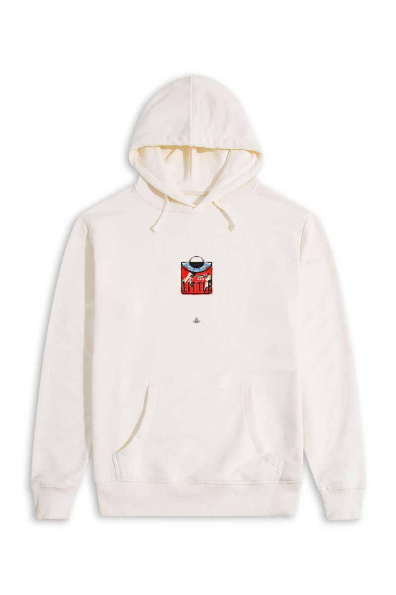 Ecru Premium Cotton Little Design Pullover Hoodie